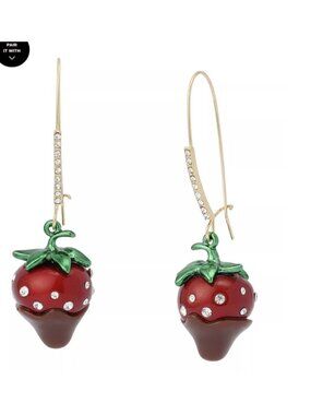 Betsey Johnson Faux Stone Love Spell Chocolate Strawberry Dangle Earrings